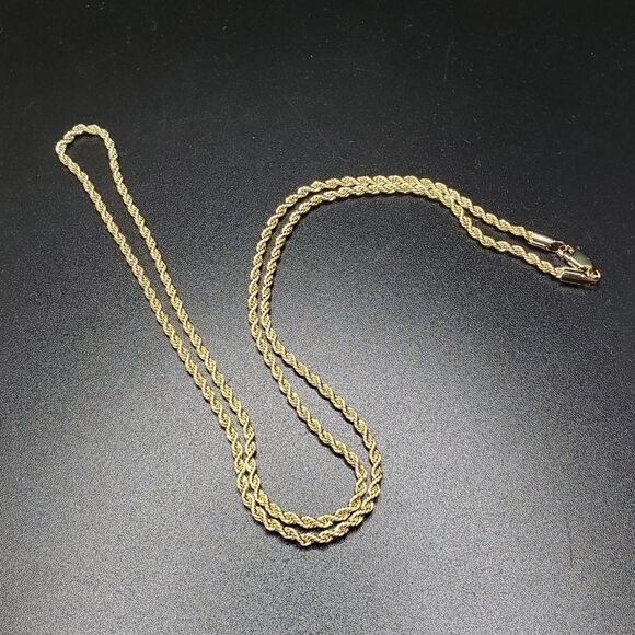 14K Gold Plated Gold Rope Chain 3mm 24" - Picture 2 of 7